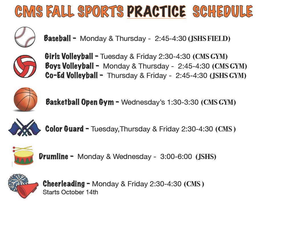  Practice Schedule
